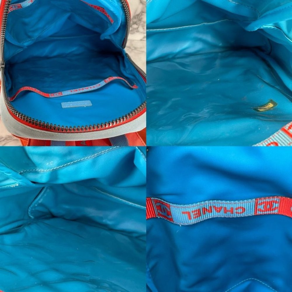 CHANEL Vintage 2002 Sport Blue & Coral Canvas Backpack - Picture 11 of 13